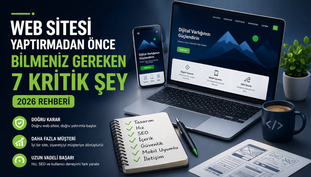 Web Sitesi Yaptırmadan Önce Bilmeniz Gereken 7 Kritik Şey (2026 Rehberi)